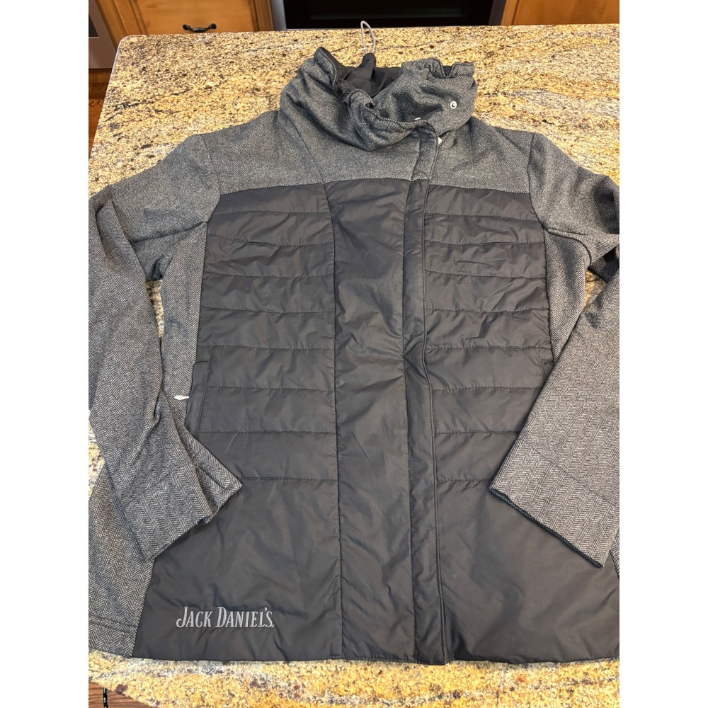 Helly Hansen Jack Daniels Hybrid Jacket Womens XL Black Gray Herringbone Quilted